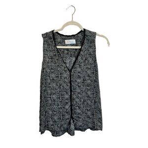 A.L.C. Blouse Women's Sleeveless V- Neck Button Down Patterned Silk Multicolor S